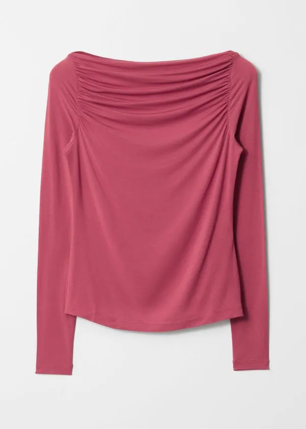 and Other Stories Draped Boatneck Top Red Women Tops and Tshirts