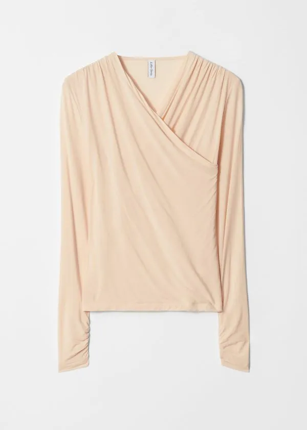 and Other Stories Draped Crossover Top Cream Women Tops and Tshirts