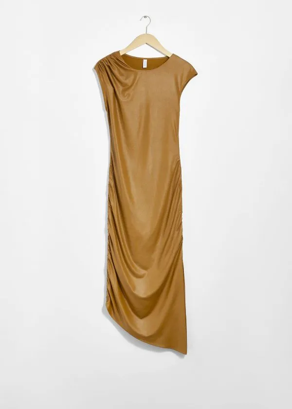 and Other Stories Draped Midi Dress Mustard Women Dresses