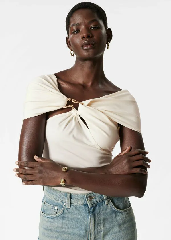 and Other Stories Draped OffShoulder Top White Women Tops and Tshirts