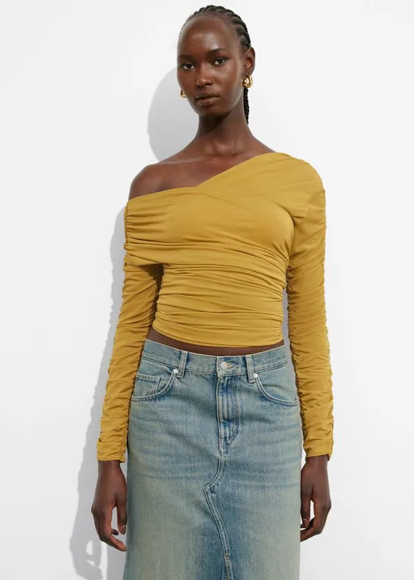 and Other Stories Draped OneShoulder Top Yellow Women Tops and Tshirts