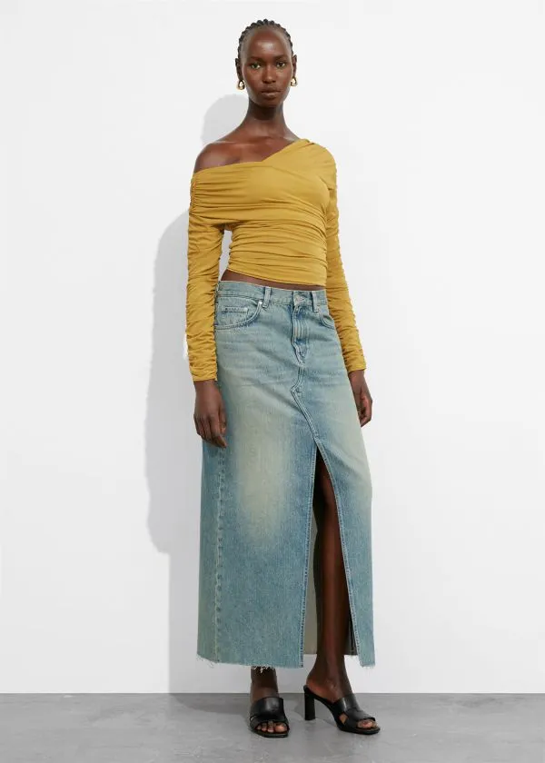 and Other Stories Draped OneShoulder Top Yellow Women Tops and Tshirts