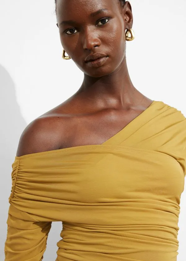 and Other Stories Draped OneShoulder Top Yellow Women Tops and Tshirts