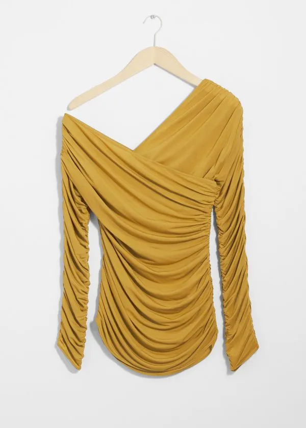 and Other Stories Draped OneShoulder Top Yellow Women Tops and Tshirts