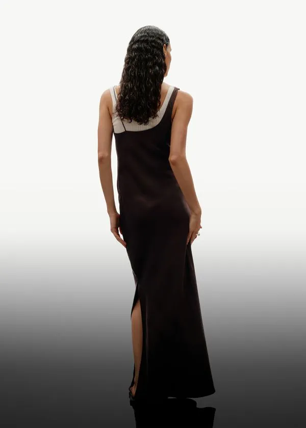 and Other Stories Draped Silk Midi Dress Brown Women Dresses