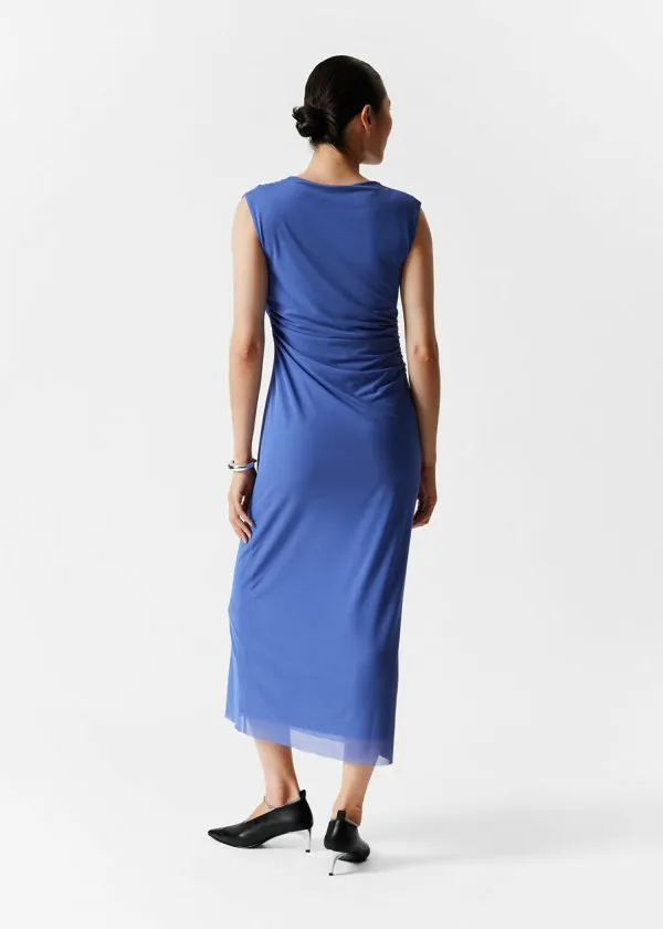 and Other Stories Draped Sleeveless Midi Dress Blue Women Dresses