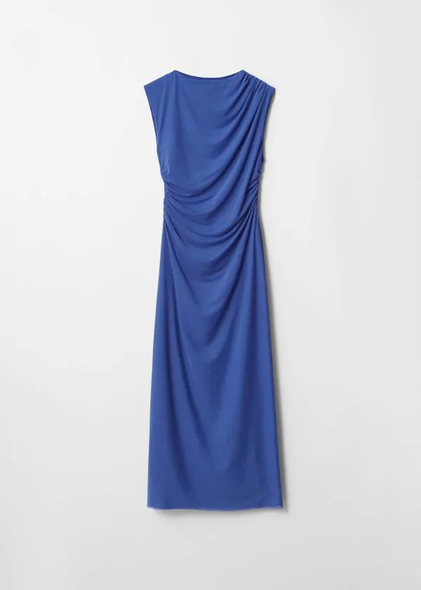 and Other Stories Draped Sleeveless Midi Dress Blue Women Dresses