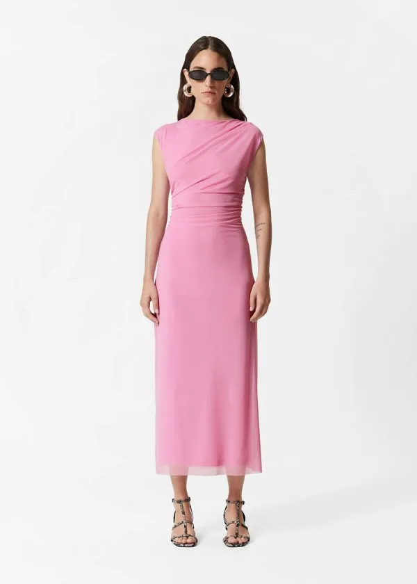 and Other Stories Draped Sleeveless Midi Dress Pink Women Dresses