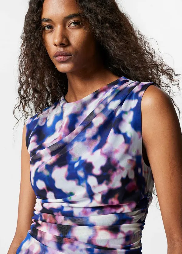 and Other Stories Draped Top Blue Pattern Women Tops and Tshirts