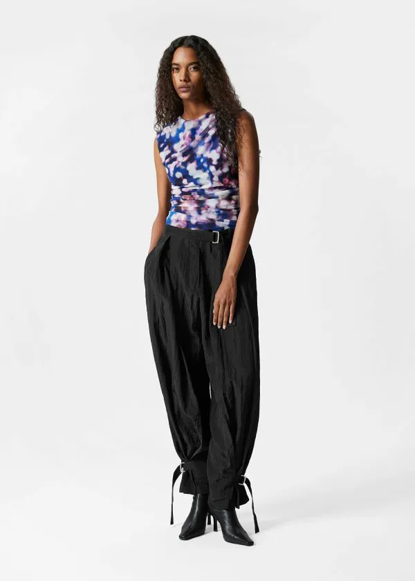 and Other Stories Draped Top Blue Pattern Women Tops and Tshirts