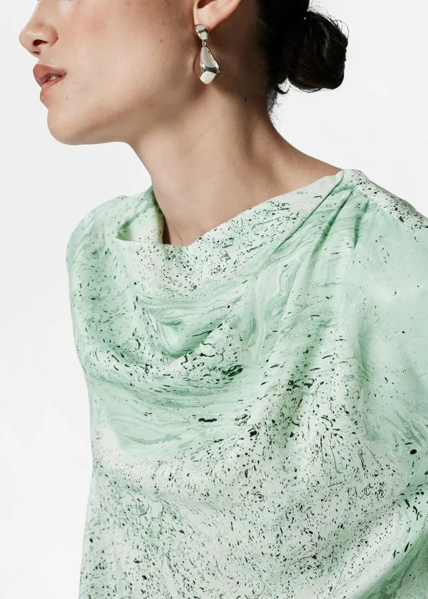 and Other Stories Draped Top Green Print Women Tops and Tshirts and Other Stories Draped Top Green Print Women Tops and Tshirts