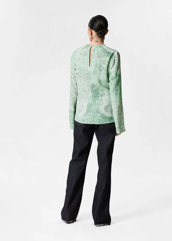 and Other Stories Draped Top Green Print Women Tops and Tshirts and Other Stories Draped Top Green Print Women Tops and Tshirts