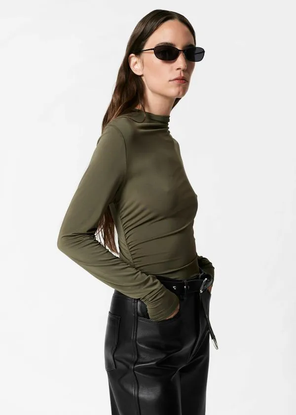 and Other Stories Draped Top Khaki Women Tops and Tshirts