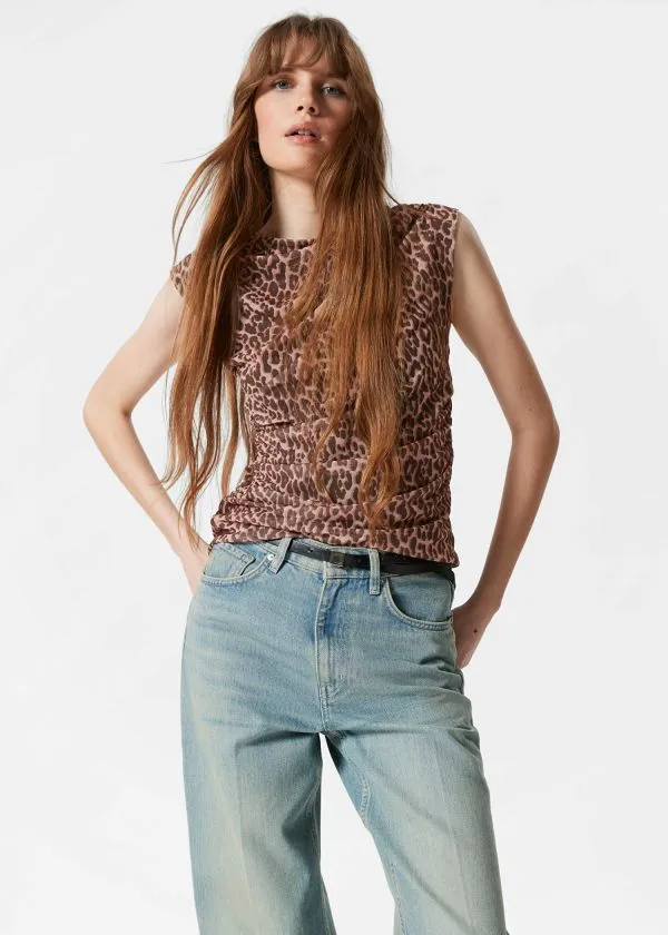 and Other Stories Draped Top Leopard Print Women Tops and Tshirts