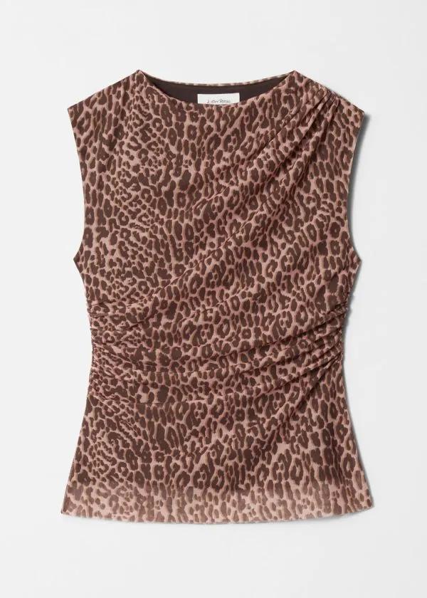 and Other Stories Draped Top Leopard Print Women Tops and Tshirts
