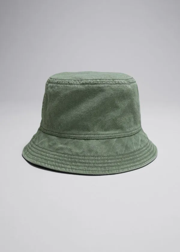 and Other Stories Drawstring Bucket Hat Khaki Green Women Headwear