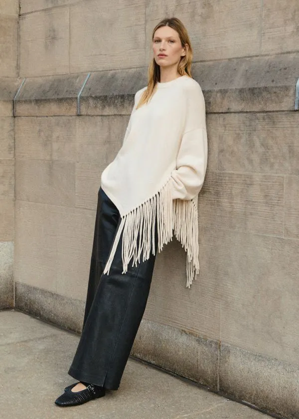 and Other Stories Drawstring Leather Trousers Black Women Trousers