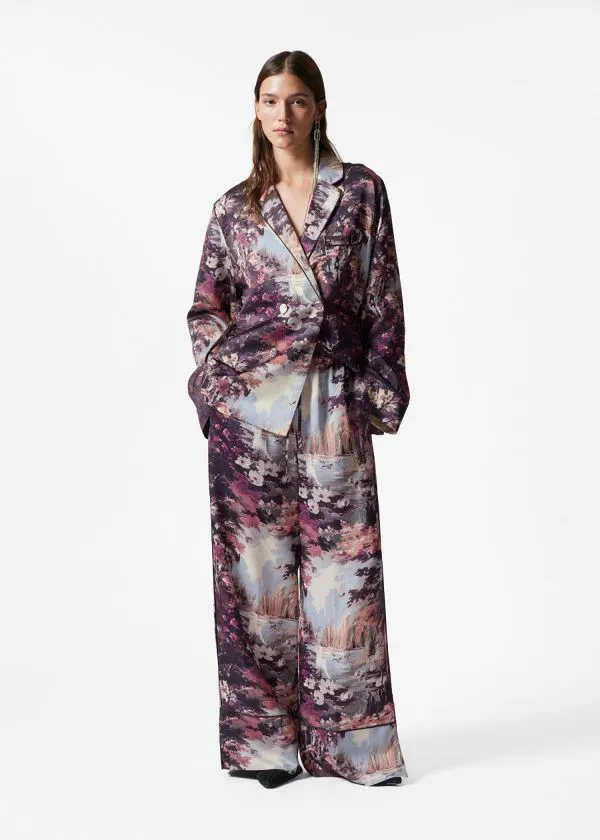 and Other Stories Drawstring PyjamaStyle Trousers Purple Floral Women Sets and Suits