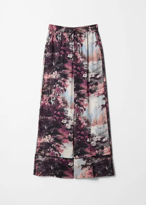 and Other Stories Drawstring PyjamaStyle Trousers Purple Floral Women Sets and Suits