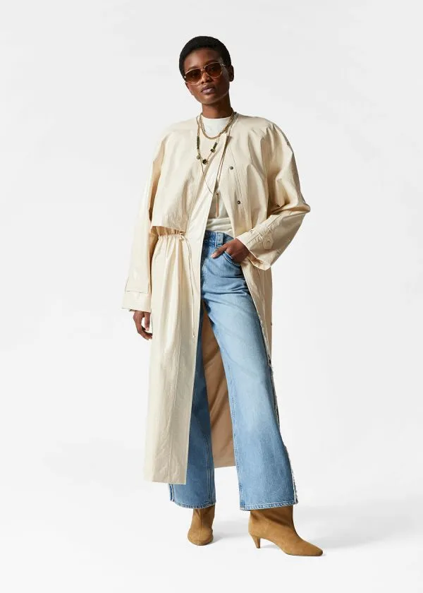 and Other Stories Drawstring Raincoat Beige Women Jackets and Coats