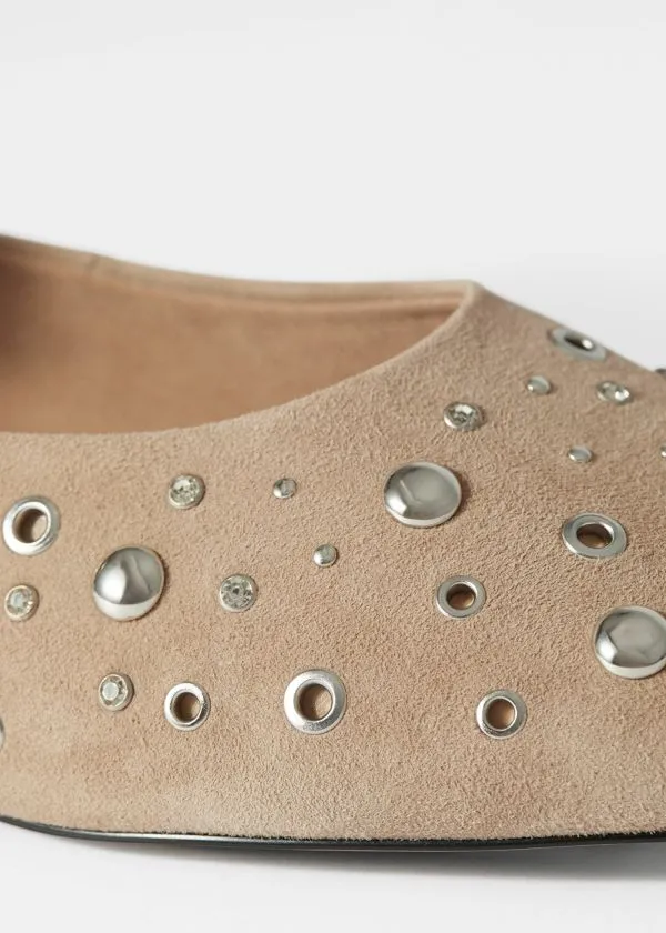 and Other Stories Embellished Ballet Flats Beige Suede Women Ballerinas and Other Stories Embellished Ballet Flats Beige Suede Women Ballerinas