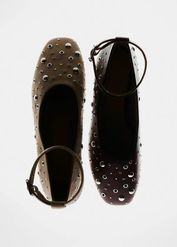 and Other Stories Embellished Ballet Flats Beige Suede Women Ballerinas and Other Stories Embellished Ballet Flats Beige Suede Women Ballerinas