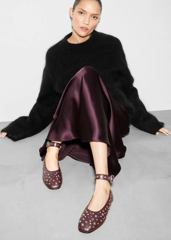 and Other Stories Embellished Ballet Flats Burgundy Women Ballerinas and Other Stories Embellished Ballet Flats Burgundy Women Ballerinas