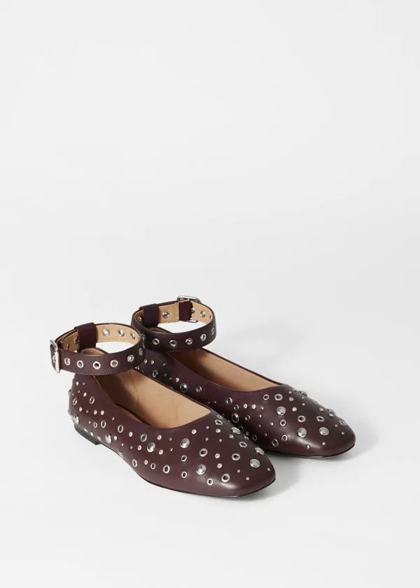 and Other Stories Embellished Ballet Flats Burgundy Women Ballerinas and Other Stories Embellished Ballet Flats Burgundy Women Ballerinas