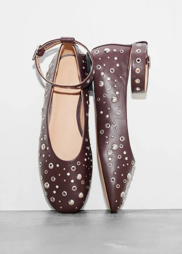 and Other Stories Embellished Ballet Flats Burgundy Women Ballerinas and Other Stories Embellished Ballet Flats Burgundy Women Ballerinas