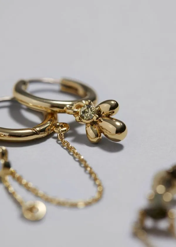 and Other Stories Embellished Earrings Set Gold Women Earrings