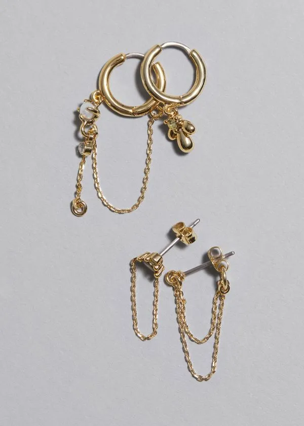 and Other Stories Embellished Earrings Set Gold Women Earrings