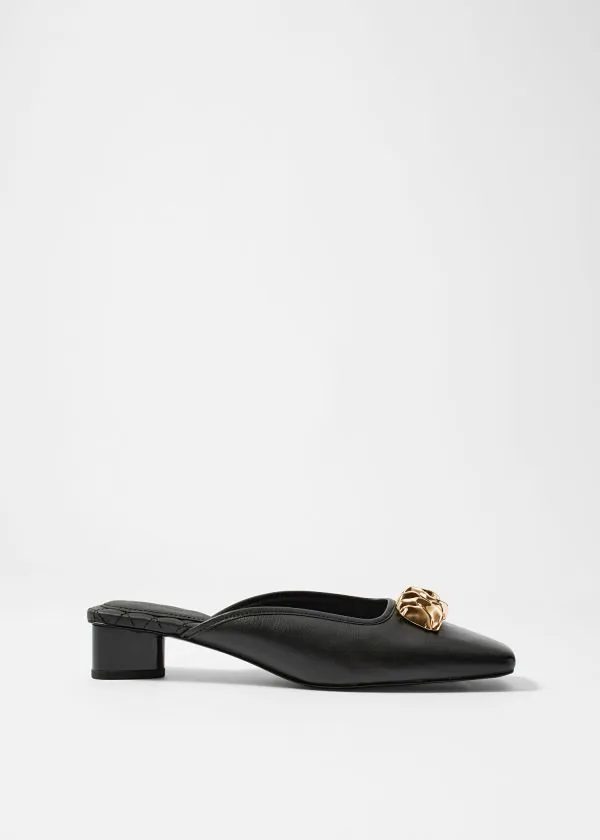 and Other Stories Embellished Leather Mules Black Women Pumps