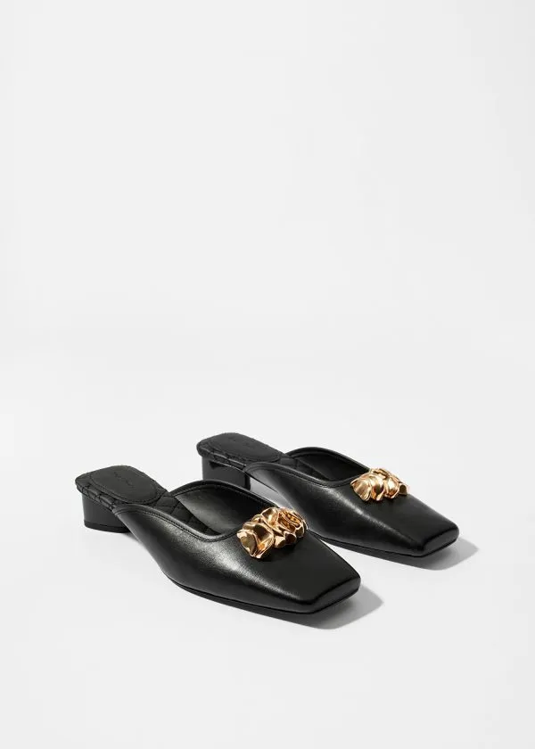 and Other Stories Embellished Leather Mules Black Women Pumps