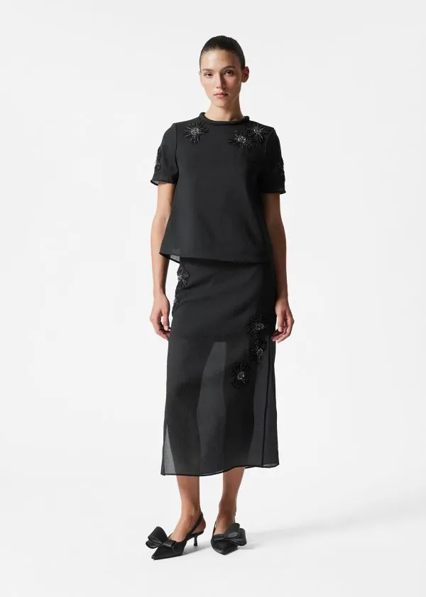 and Other Stories Embellished Sheer Midi Skirt Black Women Sets and Suits