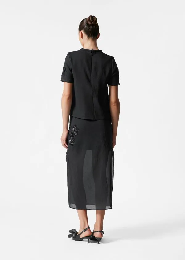 and Other Stories Embellished Sheer Midi Skirt Black Women Sets and Suits