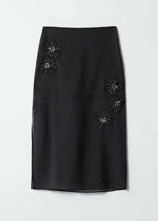 and Other Stories Embellished Sheer Midi Skirt Black Women Sets and Suits
