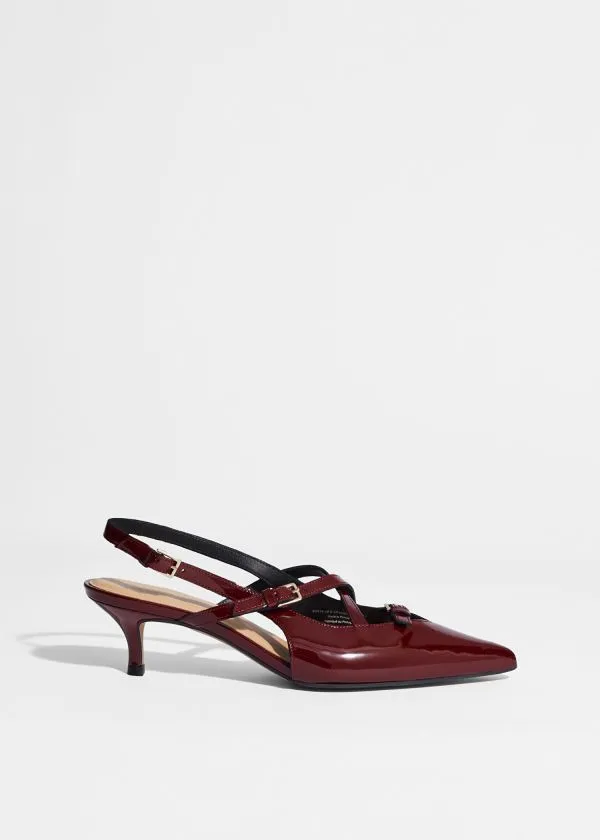 and Other Stories Embellished Slingback Pumps Burgundy Women Pumps
