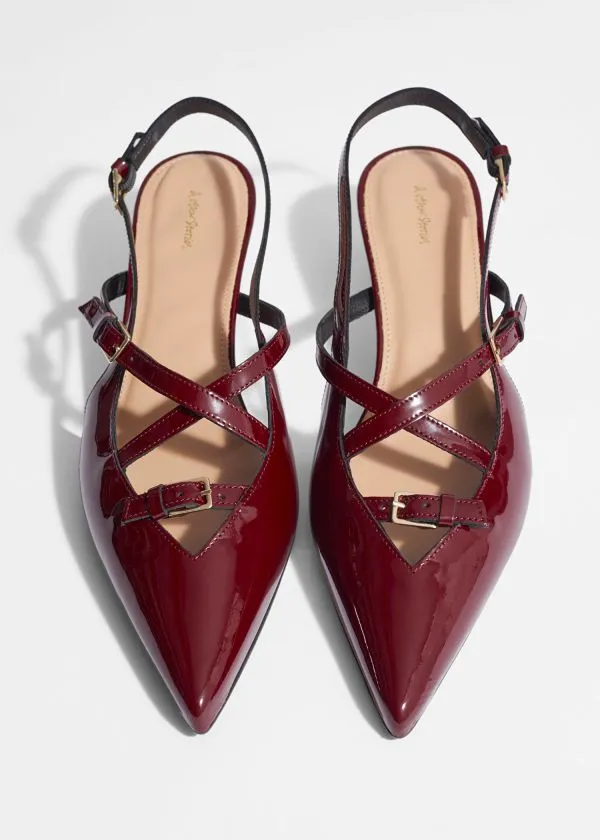 and Other Stories Embellished Slingback Pumps Burgundy Women Pumps