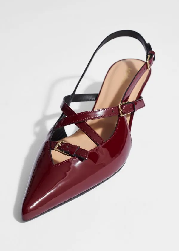and Other Stories Embellished Slingback Pumps Burgundy Women Pumps