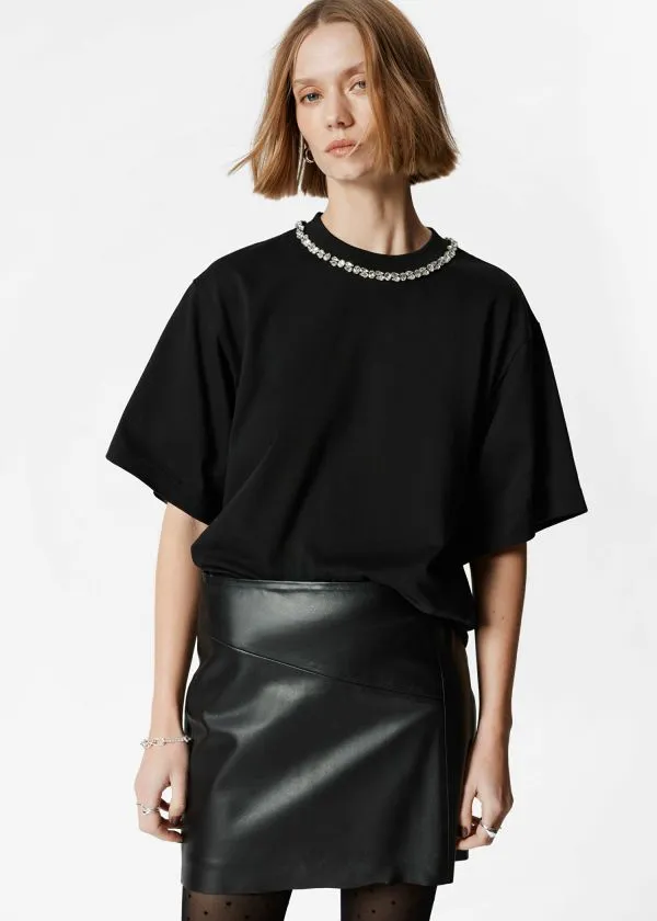 and Other Stories Embellished TShirt Black Women Tops and Tshirts