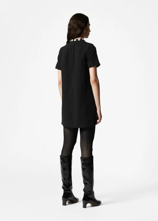 and Other Stories Embellished Tweed Mini Dress Black Women Dresses