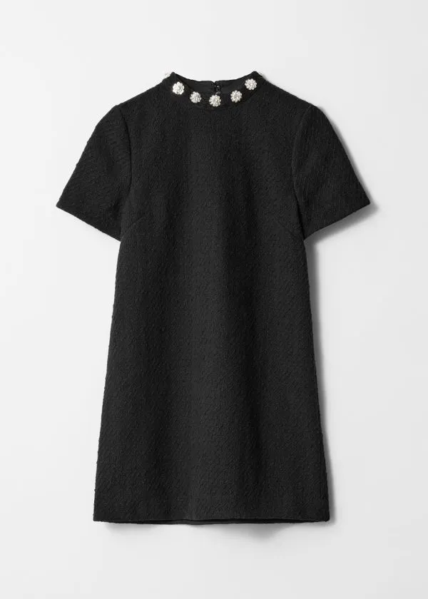 and Other Stories Embellished Tweed Mini Dress Black Women Dresses
