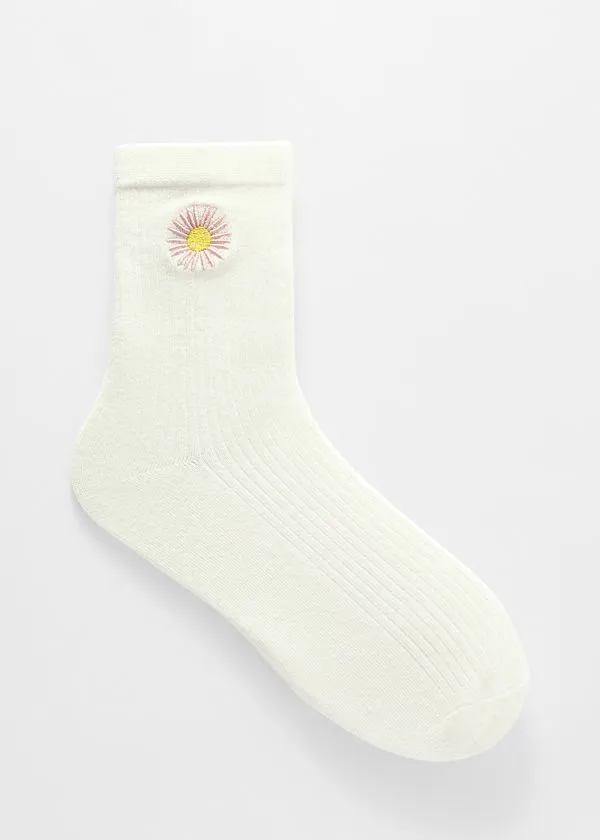and Other Stories Embroidered Ankle Socks White Women Socks and Tights