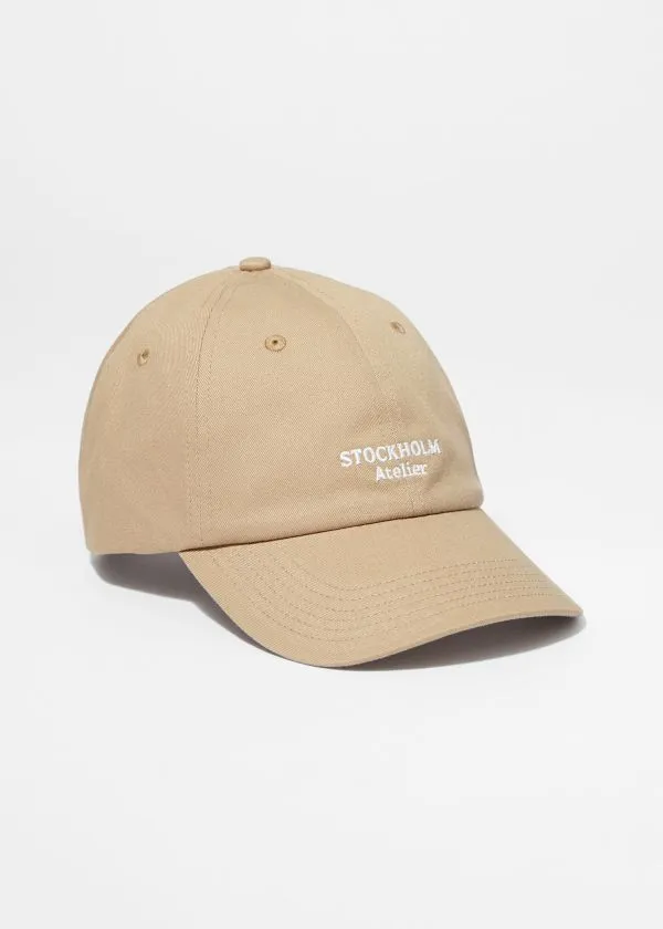 and Other Stories Embroidered Baseball Cap Beige Women Headwear
