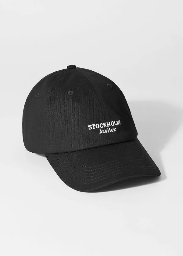 and Other Stories Embroidered Baseball Cap Black Women Headwear