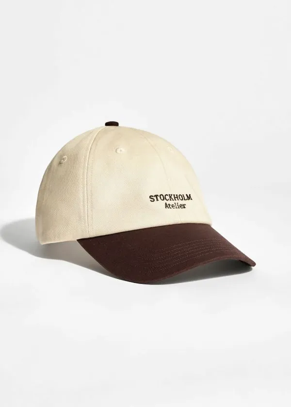 and Other Stories Embroidered Baseball Cap Mahoganyandecru Women Headwear