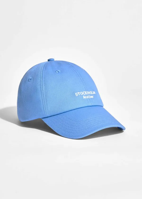 and Other Stories Embroidered Baseball Cap Sky Blue Women Headwear