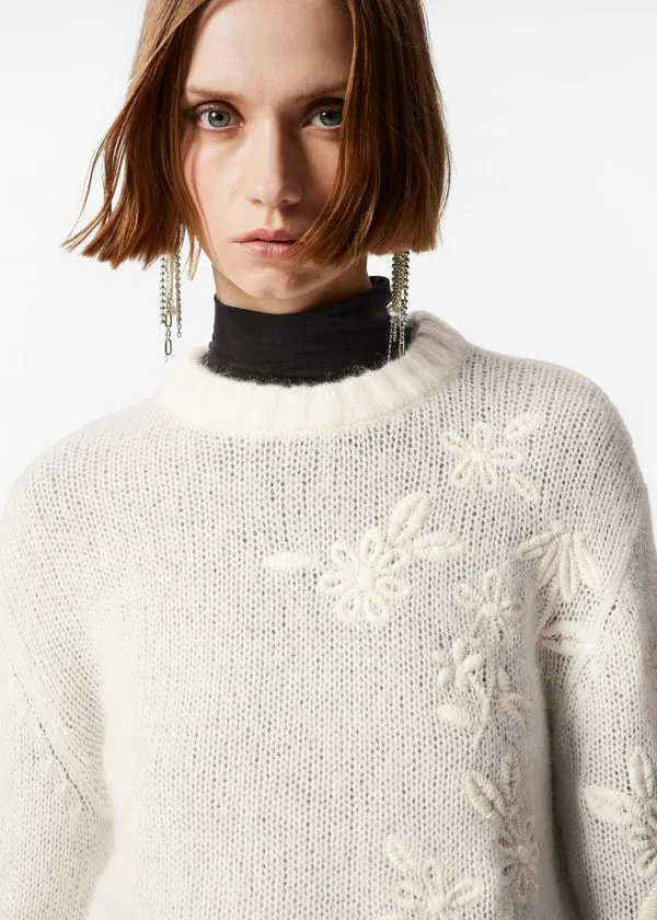 and Other Stories Embroidered MohairBlend Sweater White Women Knitwear