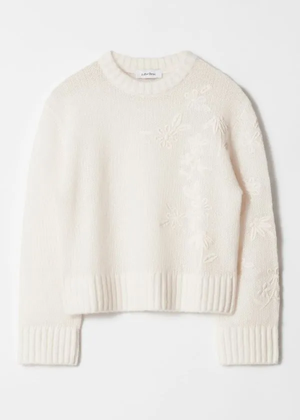 and Other Stories Embroidered MohairBlend Sweater White Women Knitwear
