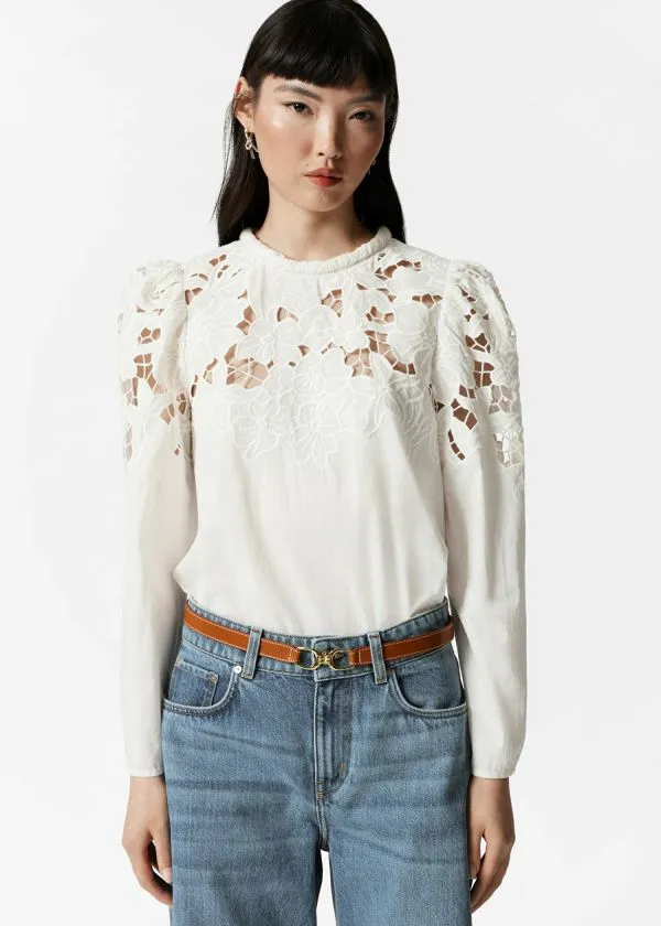 and Other Stories Embroidered PuffSleeve Blouse White Women Blouses and Shirts and Other Stories Embroidered PuffSleeve Blouse White Women Blouses and Shirts